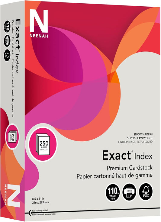 Neenah® Extra-Heavyweight Exact® Index Card Stock, 110 Lb., 8 1/2" x 11", Gray, Pack Of 250 Sheets