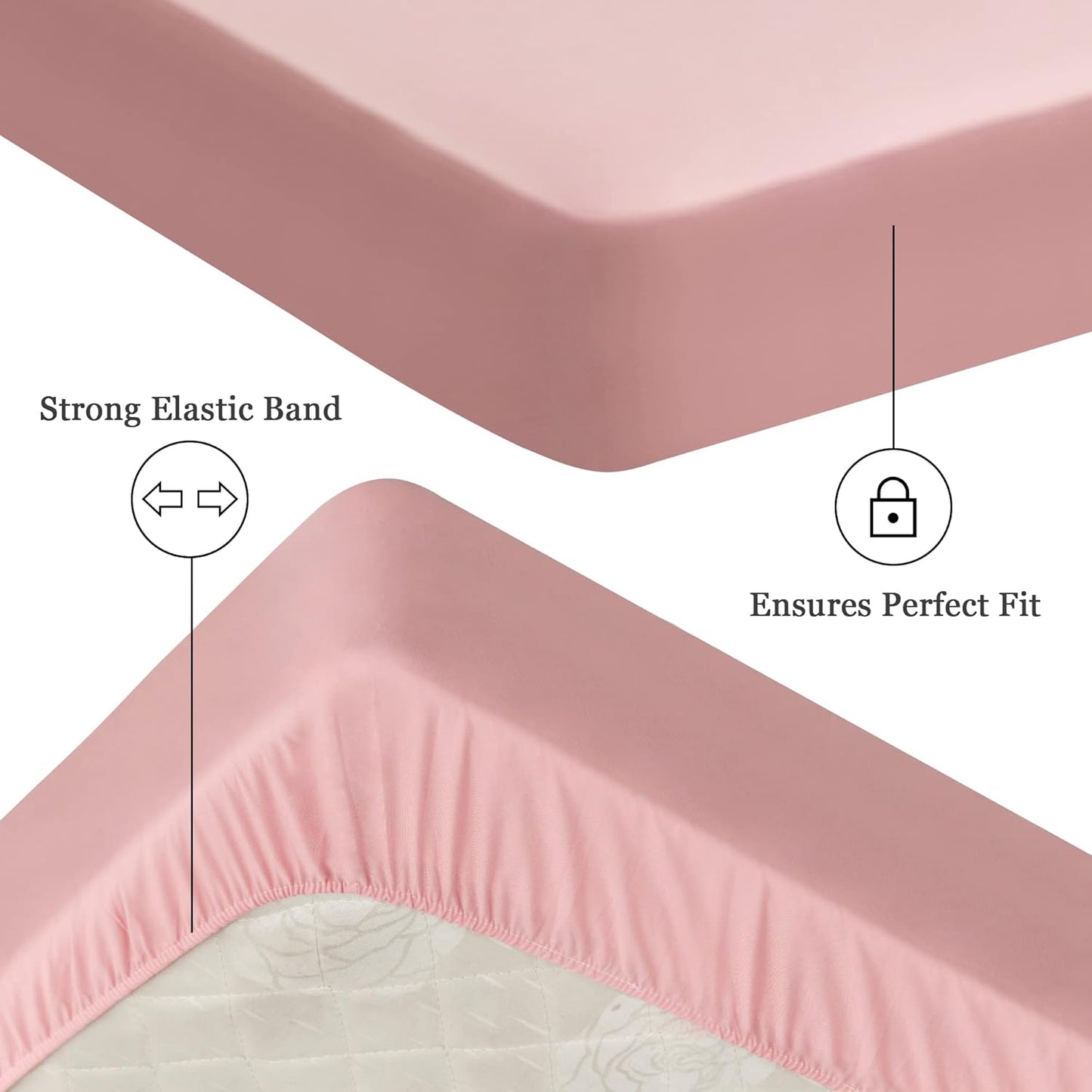 Sufdari Mattress Protector,Waterproof 18" Deep Pocket Mattress Cover Fitted Sheet Style with Elastic Rubber Band,Washable and Easy Care-Black,Queen