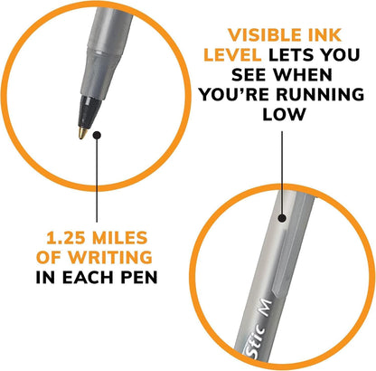 BIC Round Stic Xtra Life Pens, Medium Point 1.0 mm, 30 Black & 30 Blue Ink Pens, Pack of 60