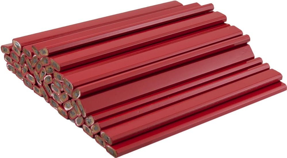 GRAPHITE Hard Lead Carpenter Pencils Bulk - (1) Pack of 12 Pieces Lumber Wooden Pencil #2 (HB) - Red