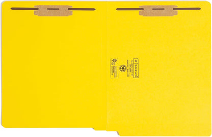 Smead Heavyweight End Tab Fastener File Folder, Shelf-Master® Reinforced Straight-Cut Tab, 2 Fasteners, Letter Size, Manila, 50 per Box (34215)