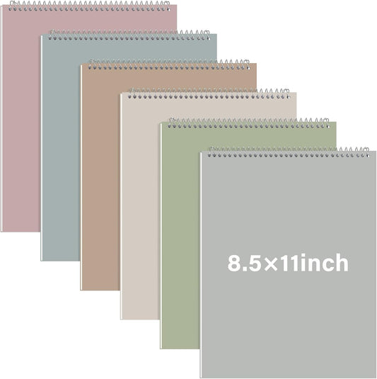 Maitys 6 Pcs Legal Pad Steno Spiral Notebook 8.5" x 11" Top Bound Spiral Pads Hard Cover College Ruled Notepad 70 Sheet Pad for School Office University Home(Pastel Color,Whimsical Style)