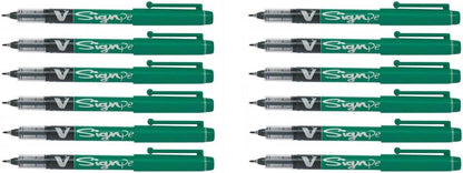 Pilot roller-ball V Sign Pen Liquid Ink 2.0 mm Tip - Black, Box of 12