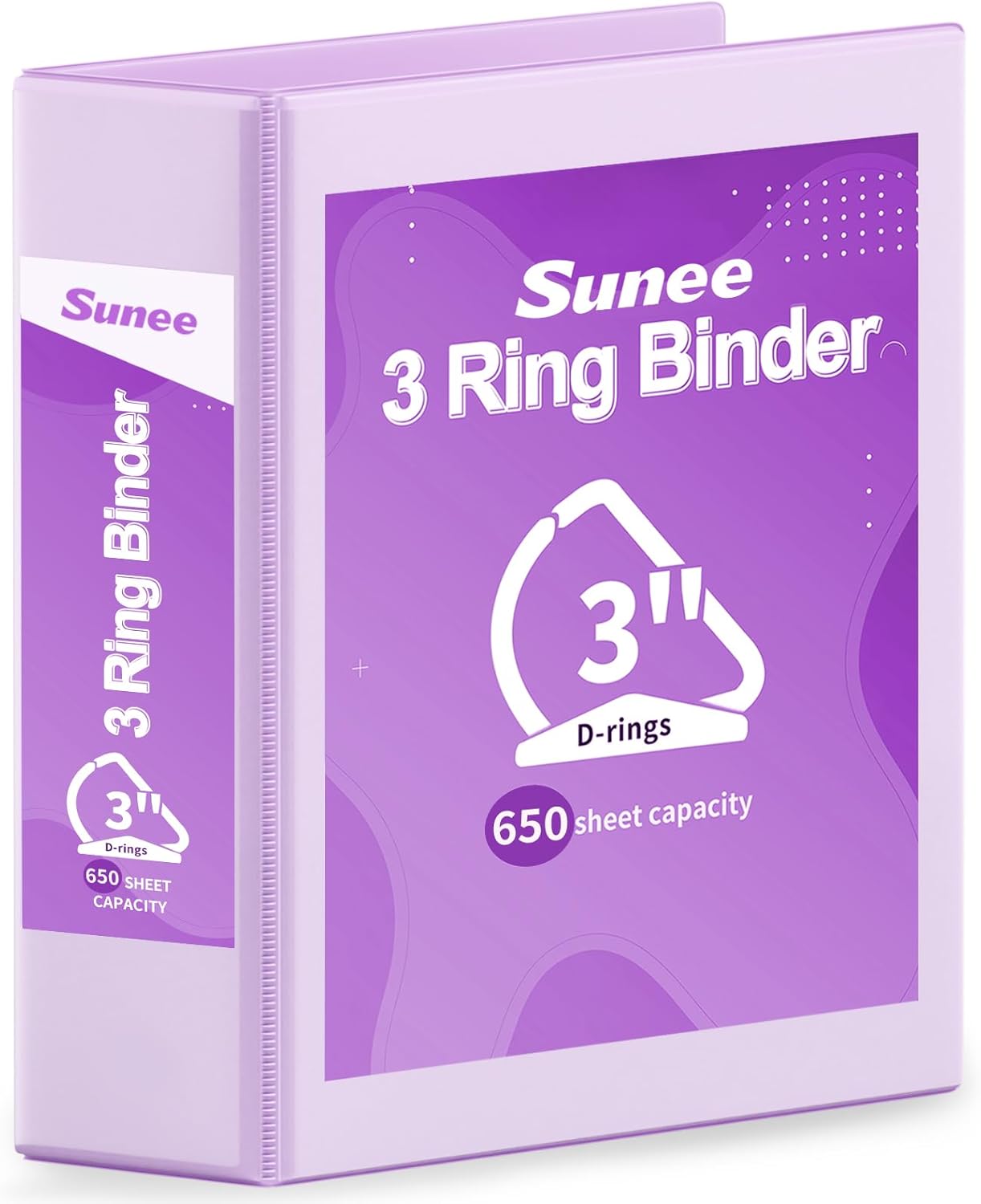 SUNEE 3 Ring Binder 2 Inch, Clear View Binder Three Ring PVC-Free (Fit 8.5x11 Inches) for School or Office Supplies, Light Purple, 1 Pack