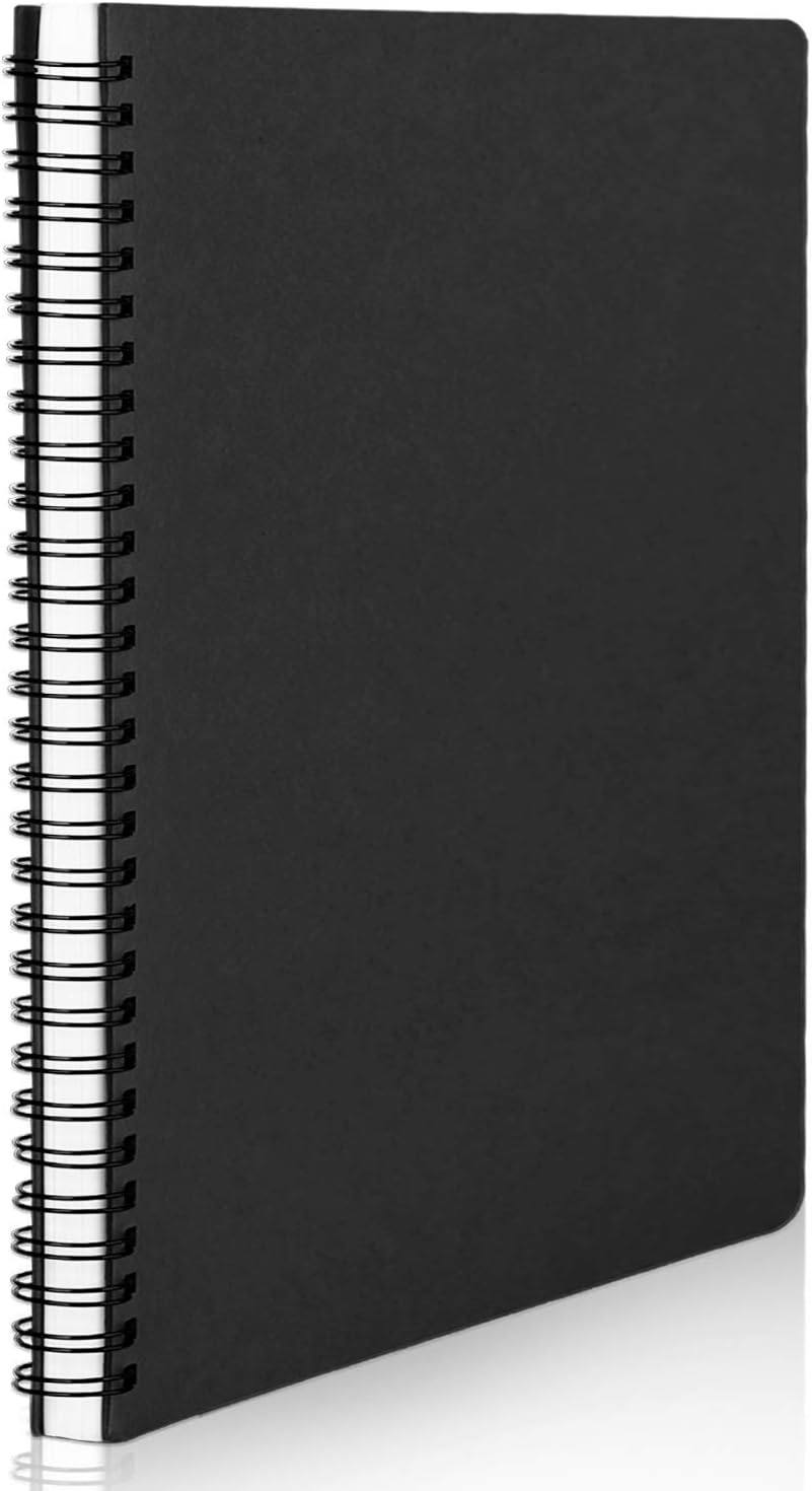 EUSOAR Spiral Notebook, A5 12packs 5.5"X8.3" 120 Pages Lined Travel Writing Notebooks Journal, Memo Notepad Sketchbook, Students College Office Business Subject Diary Ruled Book Journal-Black Cover