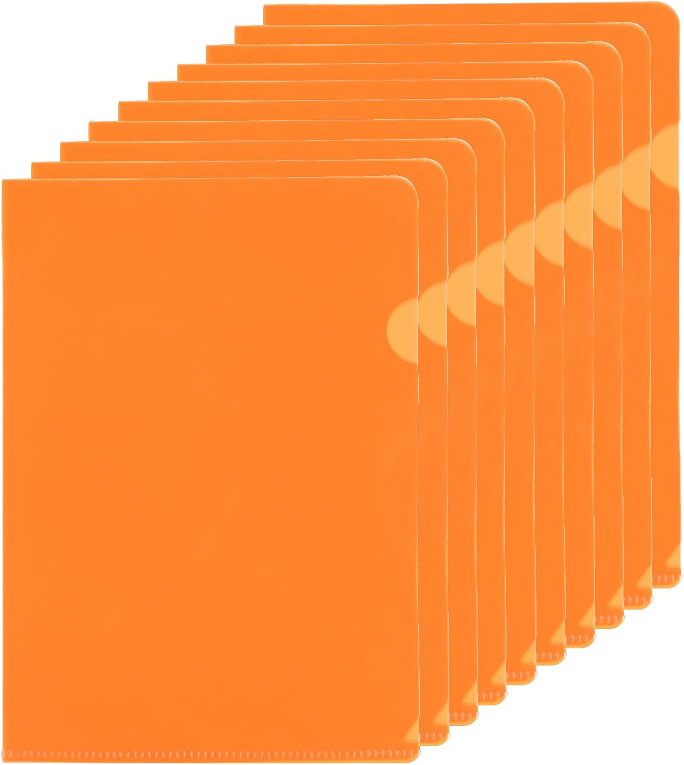 PATIKIL L Type Folders 50 Pack A4 Plastic File Project Pockets Clear Paper Document Jacket Sleeves for Office, Orange