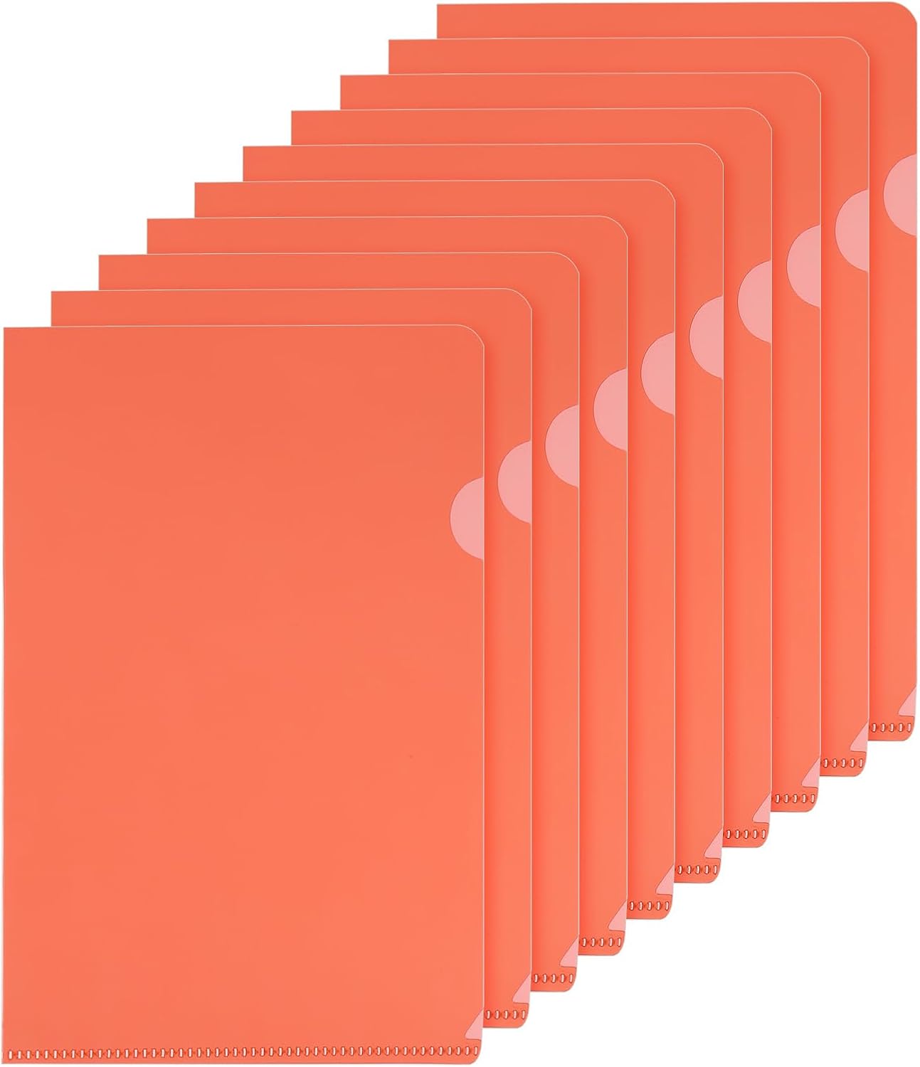 PATIKIL L Type Folders 50 Pack A4 Plastic File Project Pockets Clear Paper Document Jacket Sleeves for Office, Orange