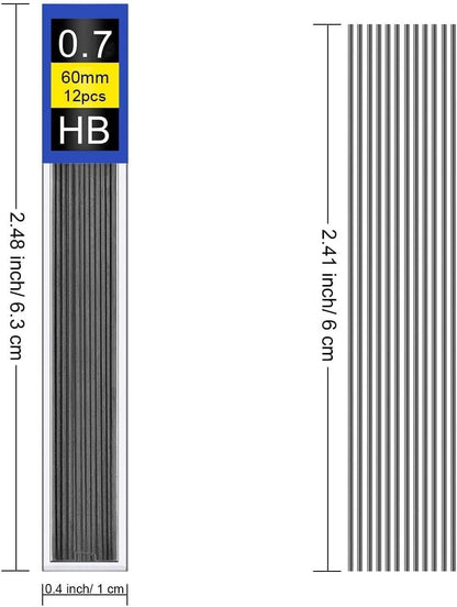 0.7mm HB Mechanical Pencil Lead Refills – 120 Pieces (10 Tubes x 12 Leads), Break-Resistant Polymer Graphite Refills for Mechanical Pencils, Smooth Writing School & Office Supplies