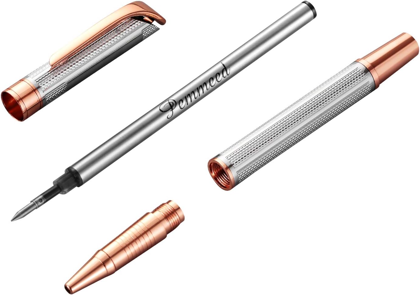 Penneed Rollerball Pen Liquid Ink Pens for Women Luxury Box Gel Pen Black Ink Fancy Pen Refillable for Executive, Office, Professional, Birthday Gift G5 (Rose Gold)