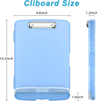 Rimilak Plastic Clipboard with Storage, 8.5 x 11 High Capacity Folio Nursing Case with Pen Holder, Size 14.2 x 9.6 x 1.2″ Folder Side-Opening for Classroom, Teacher, Smooth Writing, Dark Green