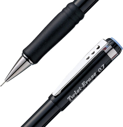 Pentel Twist-Erase III Mechanical Pencil, (0.7mm), Black Barrel, 12 Pack (QE517A)