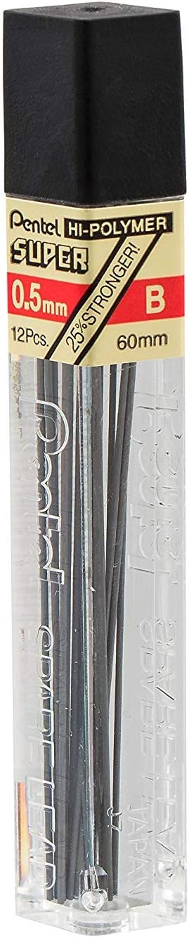Pentel Super Hi-Polymer Lead Refill, 0.5mm, Fine, H, 144 Pieces of Lead (C505-H)