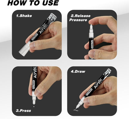 FLYMAX Gold Marker Paint Pens - Permanent Marker Pens Gold Acrylic Paint Water-Based 0.7mm Fine Tip Waterproof Quick-Drying (3 in 1Pack)