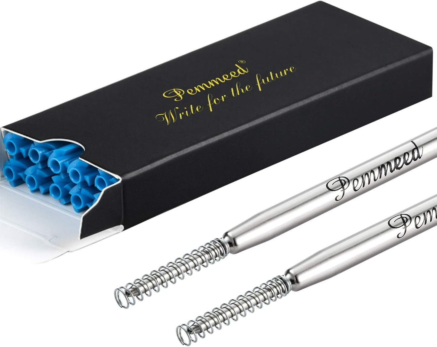 Ballpoint Pen Refills with Spring for Penneed B5/B6/B8 Pen, Parker Waterman Compatible Ballpoint Pen Refills Twist Action Medium Point 1.0mm Pack of 10(Black Ink)