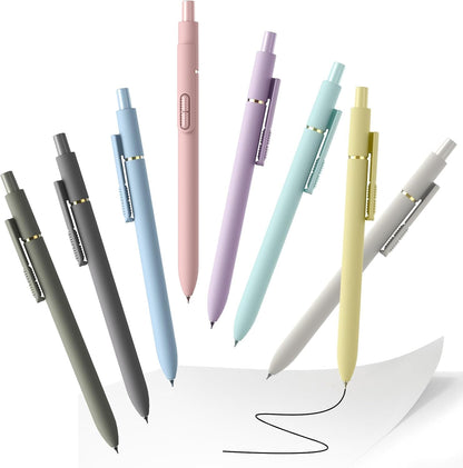 Hiacry 8 Pcs Gel Pens - 0.7mm Fine Point Smooth Writing Black Ink, Quick-Dry Long Lasting Fidge Pens, School & Office Supplies for Men Women