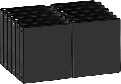 1/2 Inch 3-Ring Binder, 0.5-inch Round Ring Binder with 2 Inside Pockets, 12 Pack White Binders, Clear View CoverBinder Holds 8.5'' x 11''Paper for Office/Home/Back to School