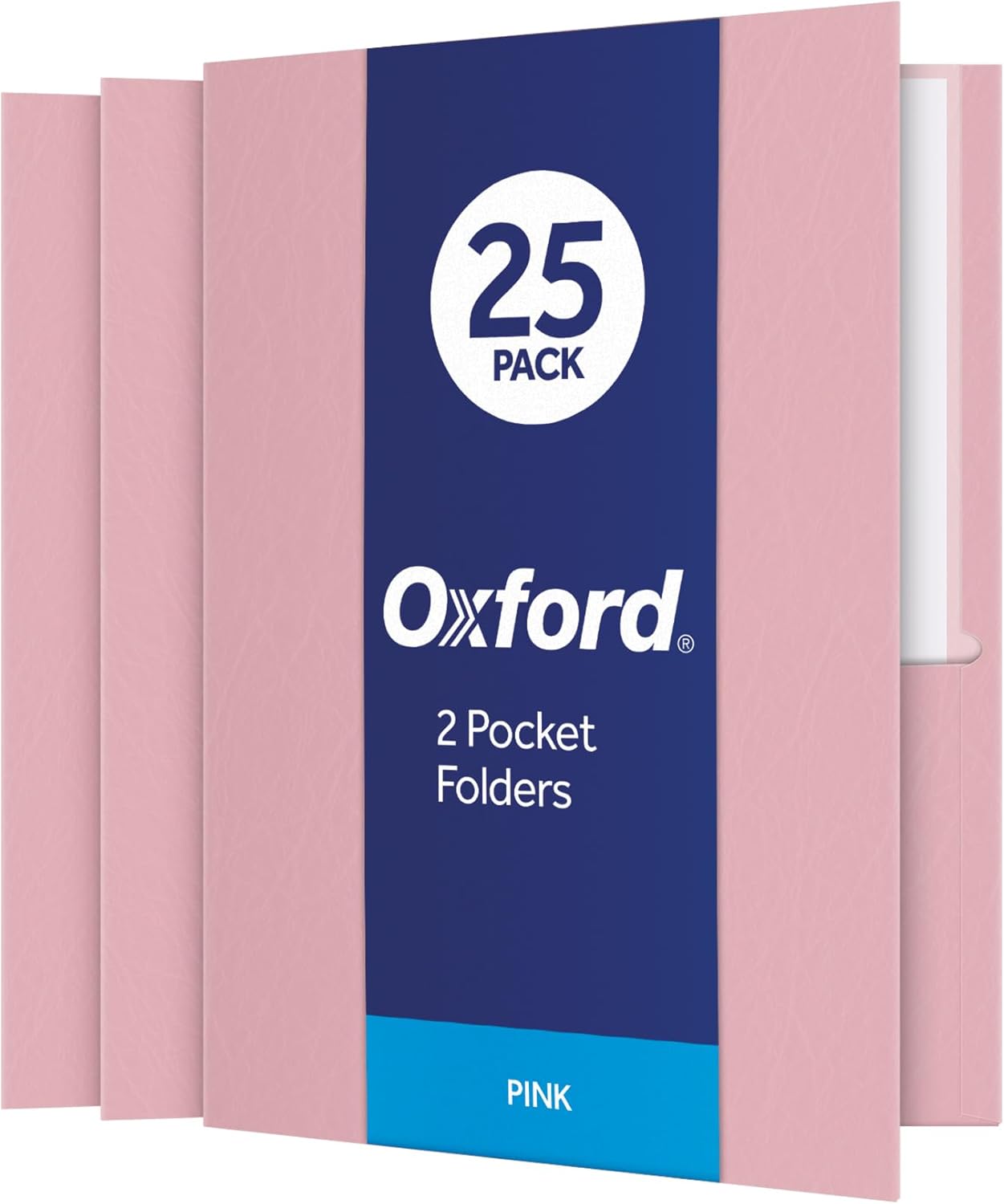 Oxford Twin-Pocket Folders, Textured Paper, Letter Size, Dark Blue, Holds 100 Sheets, Box of 25 (57538EE)