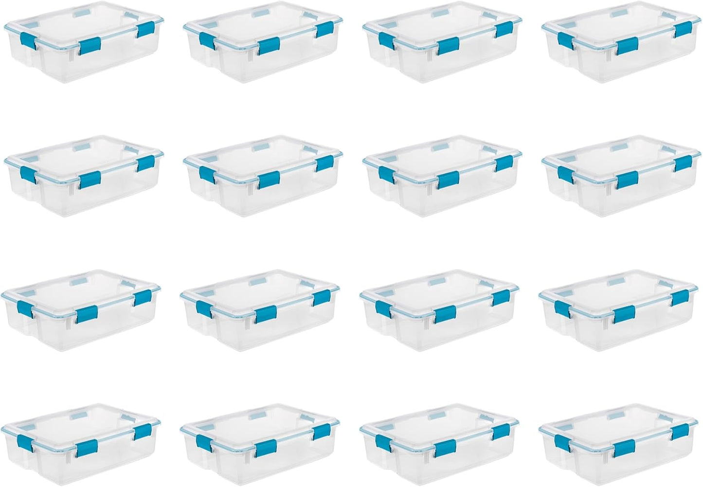 Sterilite 4-Pack Gasket Box, Weather-Resistant Storage Bins with Latching Lids, 32 Quart - Heavy-Duty Organizing Containers for Closet, Bathroom, and Office