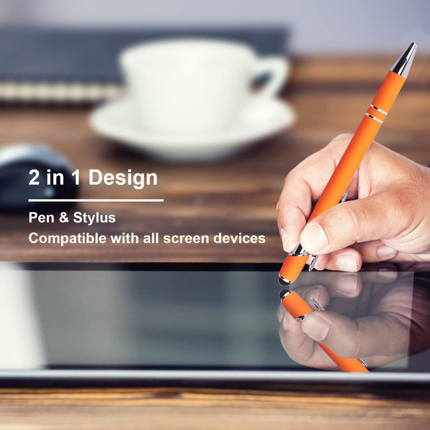 Oddmoal Ballpoint Pen with Stylus Tip, Soft Touch Click Metal Pen, 1.0mm Medium Point, Black Ink, 12 Count(Black)