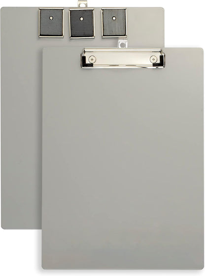 Officemate Aluminum Magnetic Clipboard with Low Profile Clip, Silver (83217)