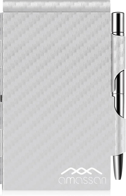 amassan Metal Small Notebook, Mini Notepad, Small Pocket Notepad Aluminum Note Case with Mini Metal Pen and 60-Page Sheets - Memo Books Note Pads(Gold)