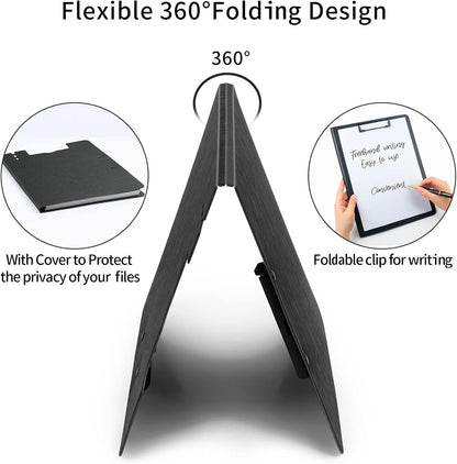 A4 Clipboard Folder,10 Pack Foldable Clipboards with Pocket for Business,Office,School or Restaurant (Black)