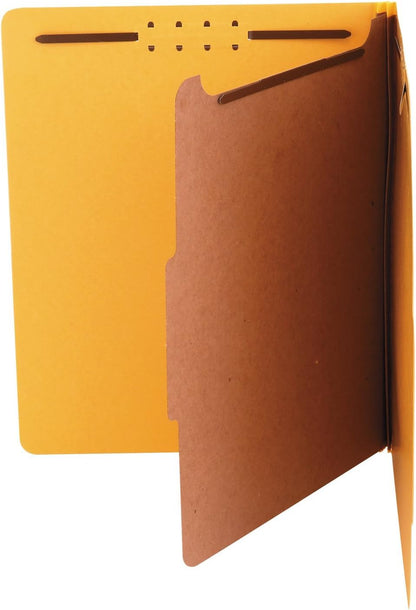 Universal Pressboard Classification Folders, Letter, Four-Section, Yellow, 10/Box (10204)