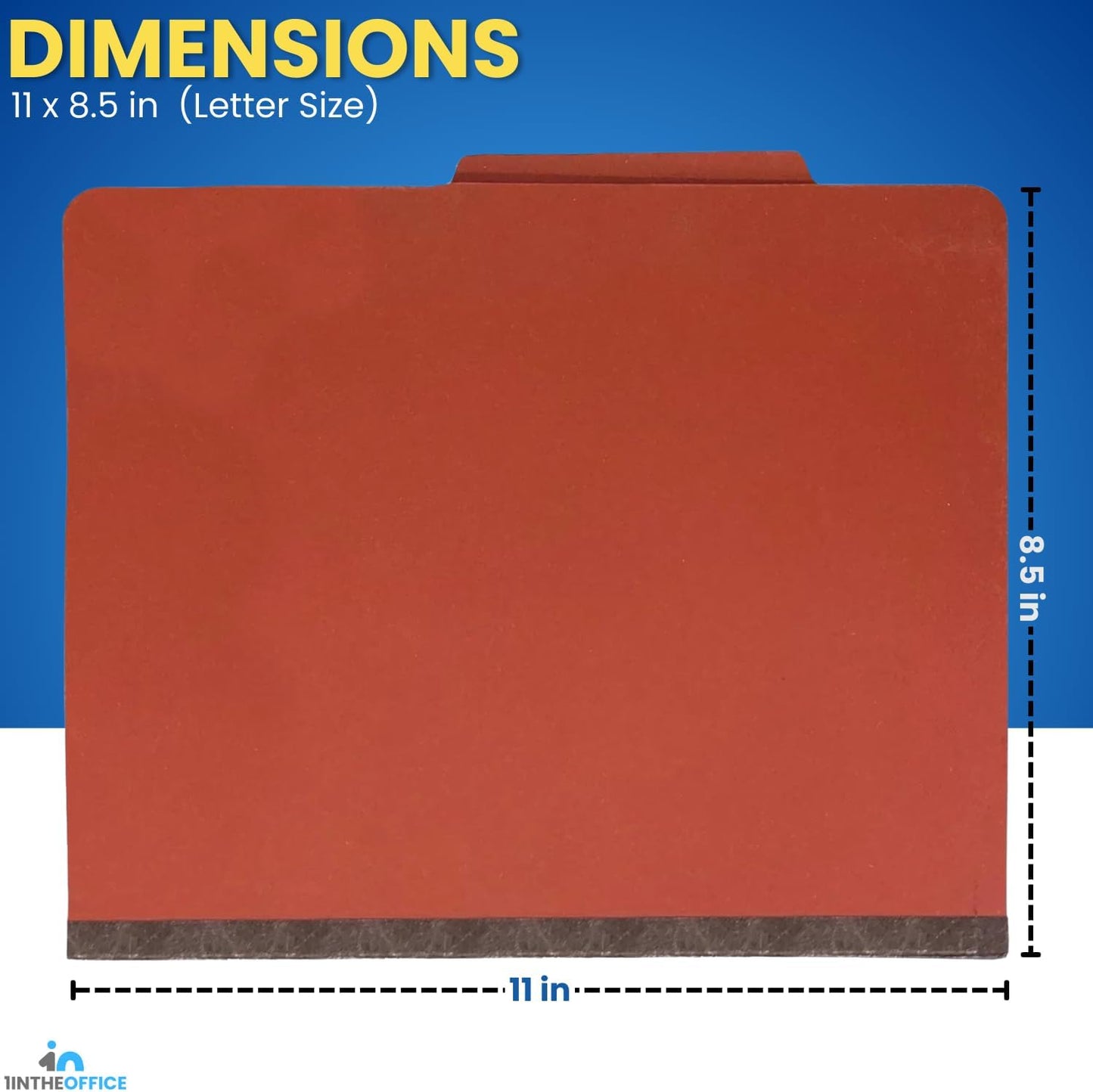 1InTheOffice Classification Folders, 2 Dividers, Heavy-Duty Pressboard Cover, Letter Size, Brick Red, 6 Fasteners,20 Pack