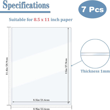 ELEMGULY Rigid Print Protectors, 7 Pack 8.5 x 11'' Plastic Clear Page Sheet Protectors, Hard Paper Page Sleeves for Document, Paper, Picture, Photo