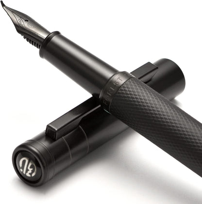 Hongdian Matte Black Forest Rollerball Pen with Schmidt Black Ink Refill, Classic Design with Metal Case for Business Signature