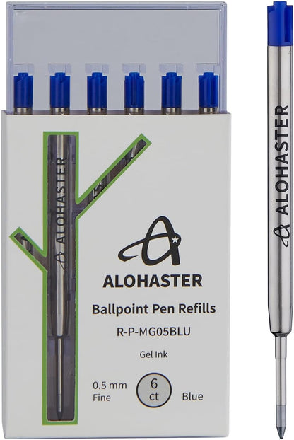 Alohaster Refills, for Parker Ballpoint Pens, Gel Ink, 0.5 mm, Black, 6 Count
