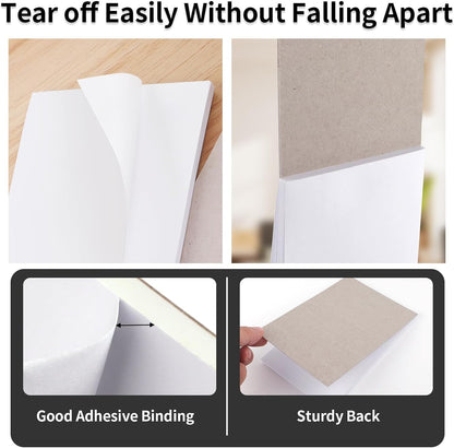 Hoiny Note Pads 3x5 In, 8 Pack Blank Notepad, White Scratch Pads for Writing, 50 Sheets Per Memo Pad for Jotting Down Quick Notes, Pads of Paper for Grocery and Shopping Lists, Small Server Notebook