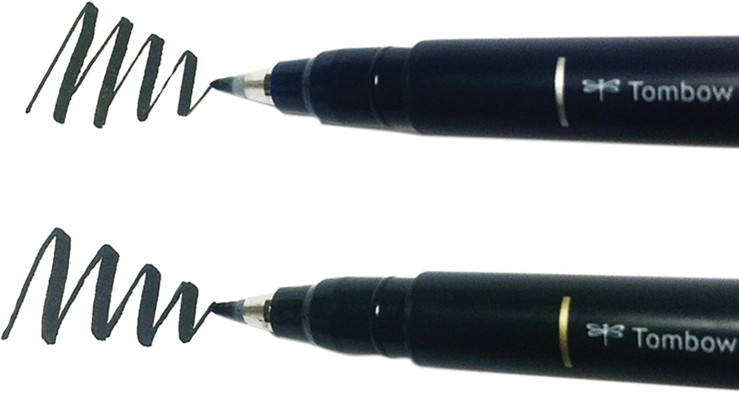 Tombow 62038 Fudenosuke Brush Pen, 2-Pack. Soft and Hard Tip Fudenosuke Brush Pens for Calligraphy and Art Drawings