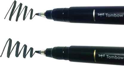 Tombow 62038 Fudenosuke Brush Pen, 2-Pack. Soft and Hard Tip Fudenosuke Brush Pens for Calligraphy and Art Drawings