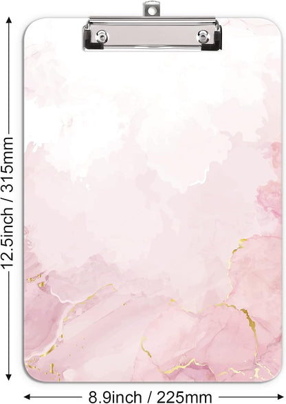 Hongri Plastic Cute Clipboard, Letter Size for Students, Teacher, Woman and Kids, Low Profile Clip, Decorative Pattern, Size 9 x 12.5 in, Dream Marble