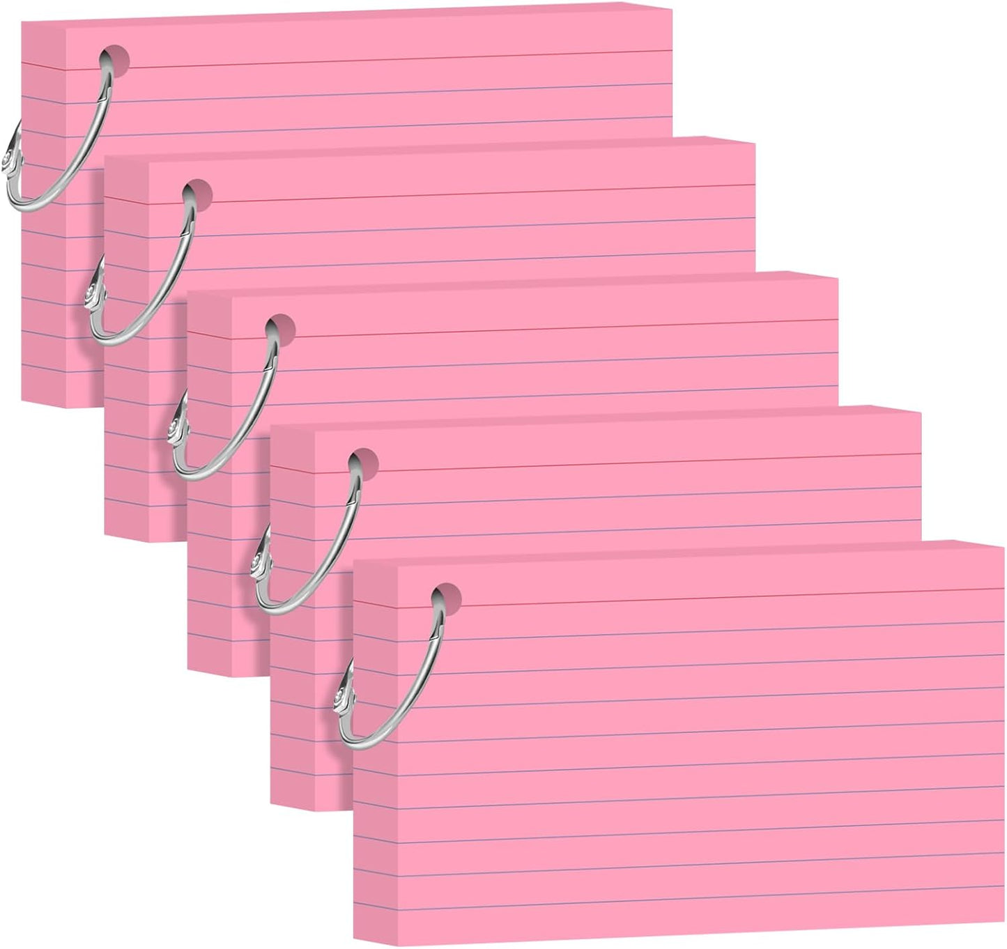 Colored Index Cards 3x5 Inch Heavyweight Flash Cards with Ring Lined Flashcards Note Cards for Studying School Supplies College, 200 Count