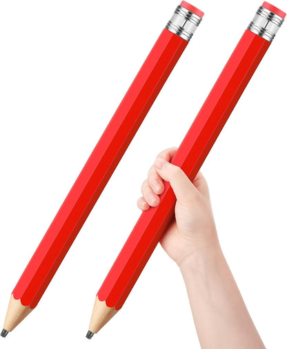 Back to School Gifts for Students 2 Pcs 16 Inch Giant Pencils Wooden Jumbo Pencils Prop Decor Funny with Cap Eraser Large Fun Novelty Gifts for Kids School Kindergarten Home Office(Orange)