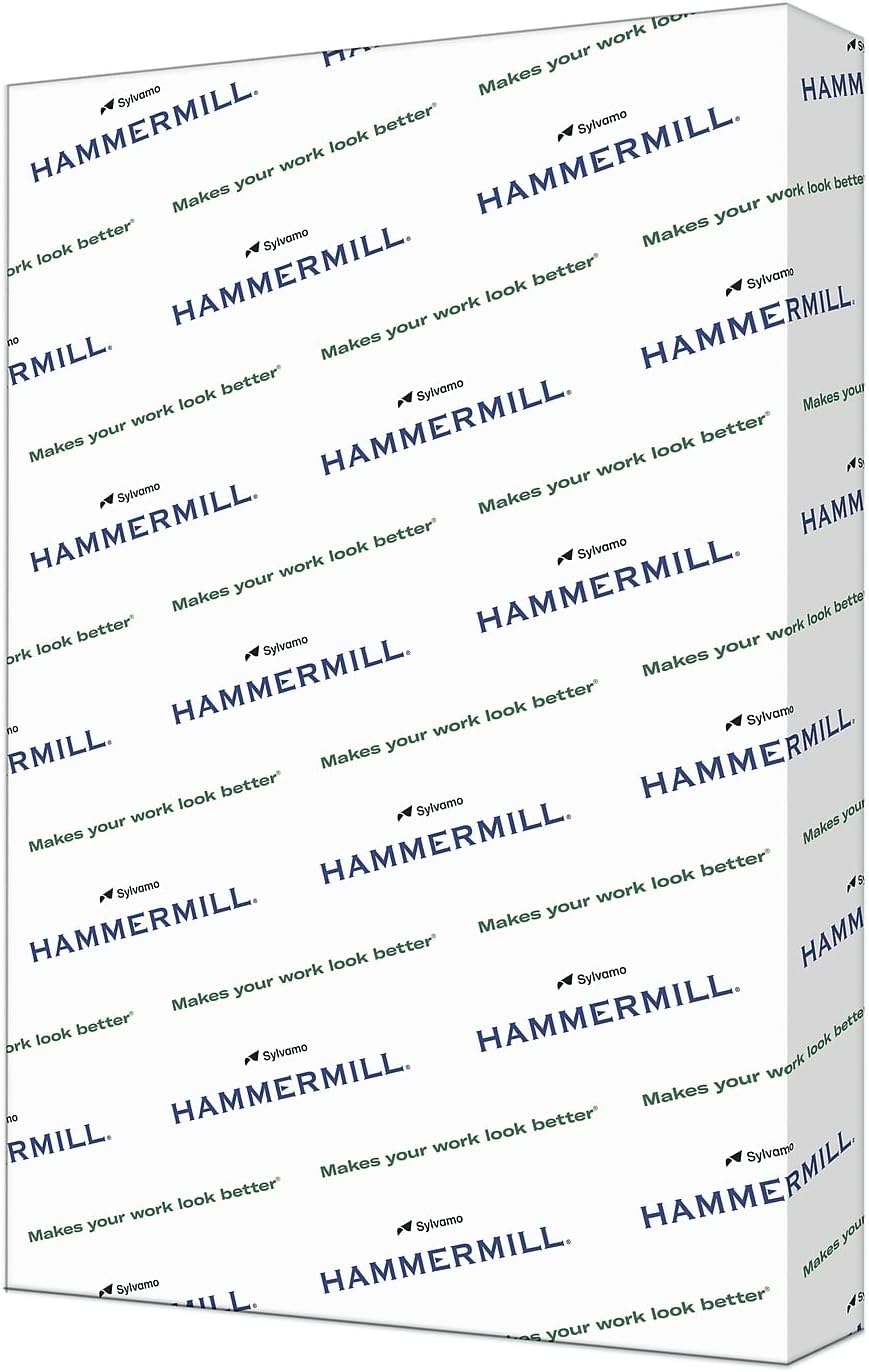Hammermill Cardstock, Premium Color Copy, 60 lb, 8.5 x 11-100 Bright, Made in the USA Card Stock, 122549R, White - 1 Pack (250 Sheets)
