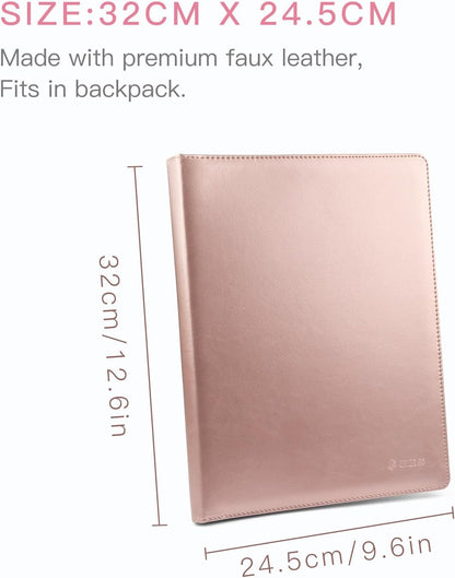 Pink Padfolio Clipboard Portfolio Folder with Pen - Geila PU Leather Resume Portfolio - Interview/Legal Document Organizer & Conference Folder for Business Office - with 8.5 x11In Writing Pad