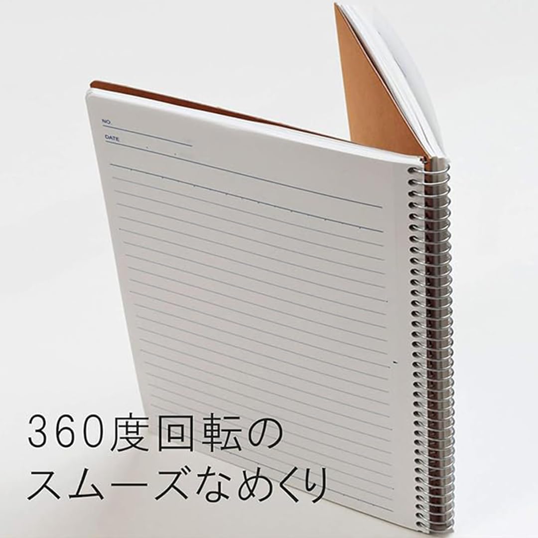 Maruman Spiral Note Basic Lined Notebook- A5, 8.31" x 6.26", 150 Sheets / 300 Pages, 6.5mm Narrow Ruled Journal, Perforated Pages & Wire-Bound to Lay Flat, Sturdy Kraft Cover, Made in Japan