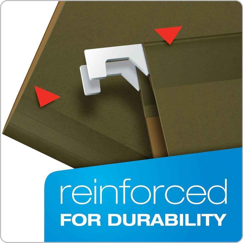 Pendaflex Ready-Tab Reinforced Hanging File Folders, Letter Size, Standard Green, 5 Tab, 25/BX (42590)