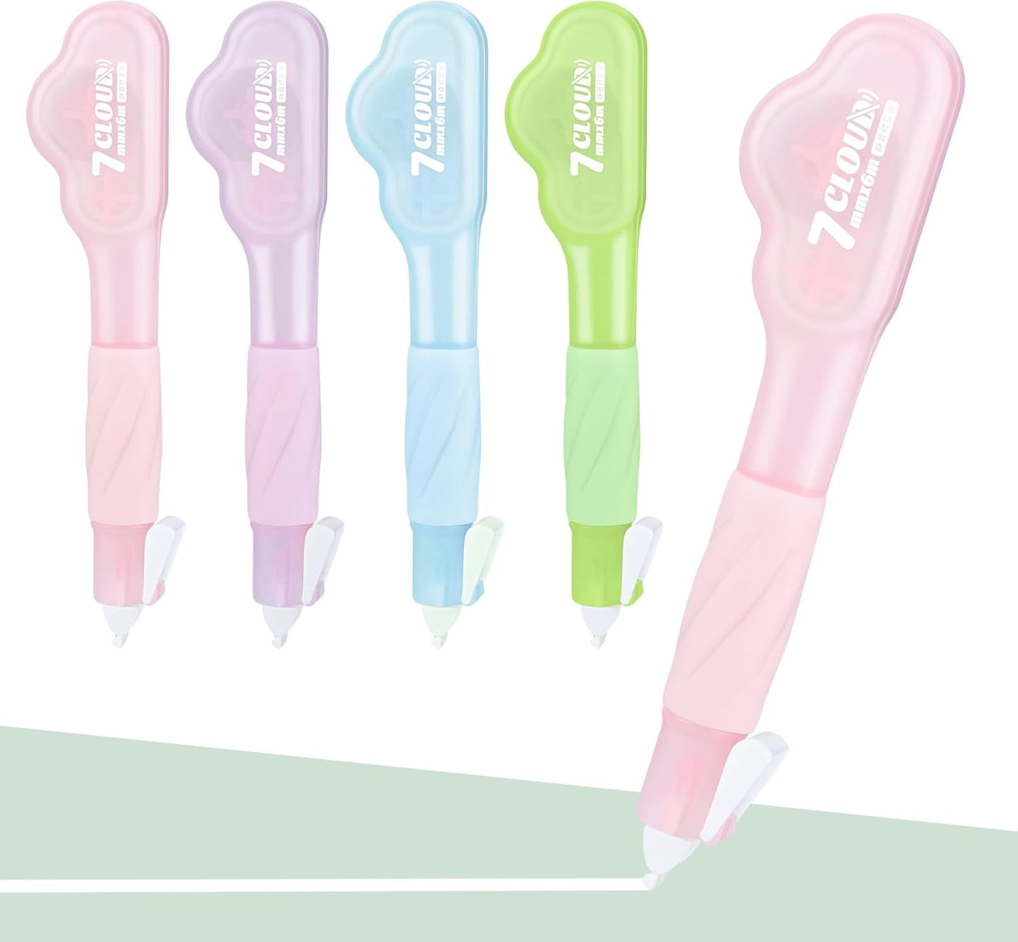 Temiary 4 Pack Correction Tape Pen, 0.27 in x 78.7 Ft White Smooth Pull Out Tape Pens for Writing, Tear Resistant Easy to Use Applicator for Instant Corrections School Office Supplies (Morandi)