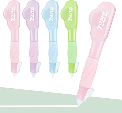 Temiary 4 Pack Correction Tape Pen, 0.27 in x 78.7 Ft White Smooth Pull Out Tape Pens for Writing, Tear Resistant Easy to Use Applicator for Instant Corrections School Office Supplies (Morandi)