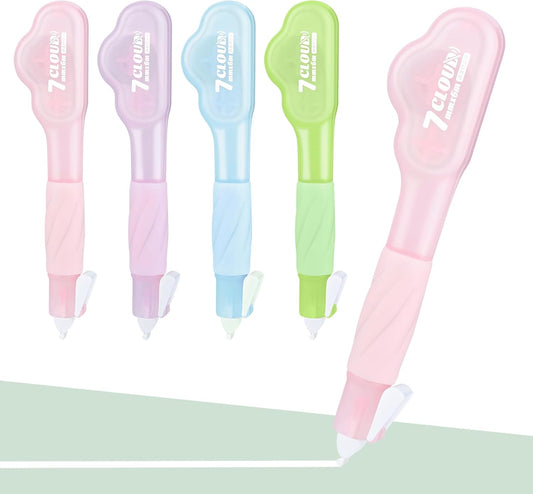 Temiary 4 Pack Correction Tape Pen, 0.27 in x 78.7 Ft White Smooth Pull Out Tape Pens for Writing, Tear Resistant Easy to Use Applicator for Instant Corrections School Office Supplies (Morandi)