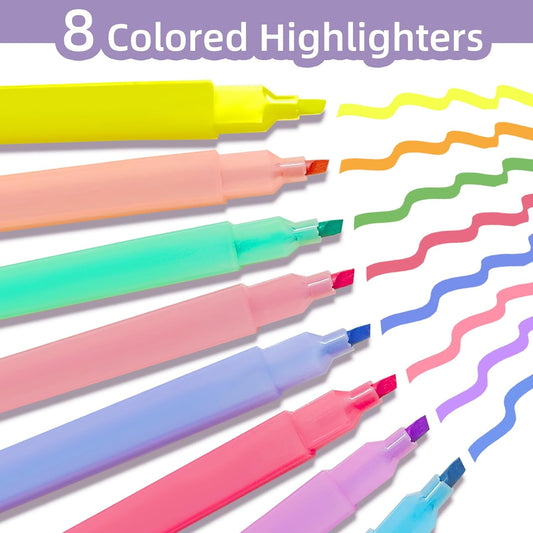 Pastel Highlighter Set, Chisel Tip, Tank Style, 6 Pack Morandi Colors, Cute No Bleed Bible Highlighter, with Large Ink Reservoir for Extra Long Marking Performance, Back to School Supplies