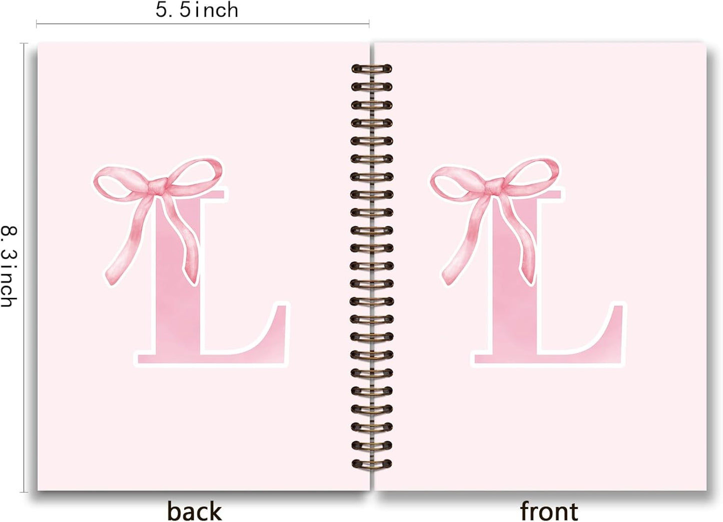 Blue Bow Journal Notebook for Girls,Initial H Journals Personalized Diary Gifts for Teen Girl Kids,Monogrammed Gifts for Women,Trendy Coquette Cute Hardcover Spiral Notebook 5.5 x 8.3 - Colors A