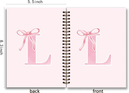 Blue Bow Journal Notebook for Girls,Initial H Journals Personalized Diary Gifts for Teen Girl Kids,Monogrammed Gifts for Women,Trendy Coquette Cute Hardcover Spiral Notebook 5.5 x 8.3 - Colors A
