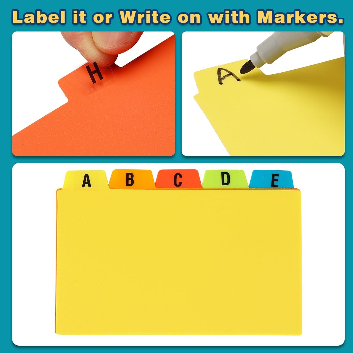 Chell 3x5 Plastic Index Card Dividers, Morandi Colors, Heavyweight Poly Index Card Guides A-Z, with Alphabetical/Blank Stickers, Pack of 25