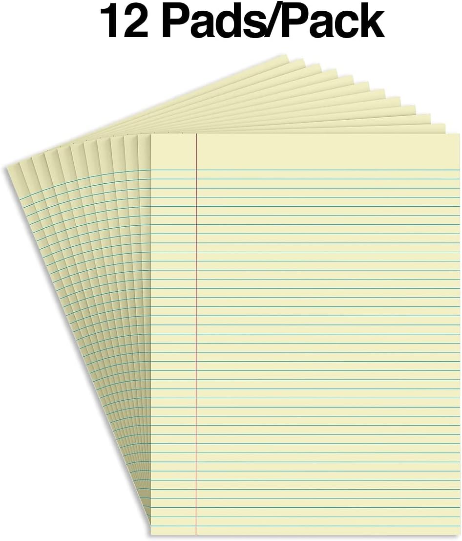 STAPLES Notepads, 8.5” x 11”, Narrow Ruled, White, 50 Sheets/Pad, 12‑Pack