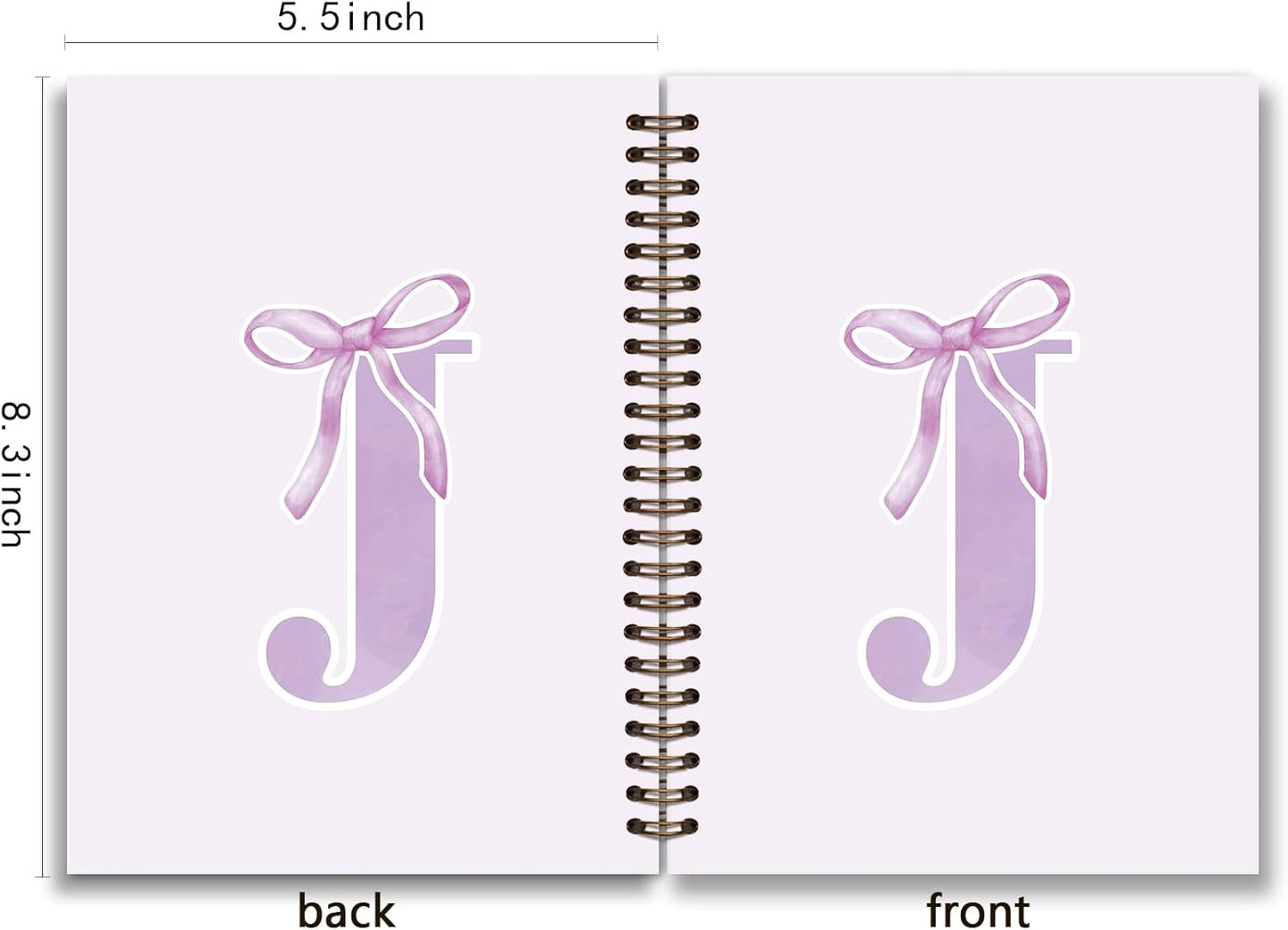 Blue Bow Journal Notebook for Girls,Initial H Journals Personalized Diary Gifts for Teen Girl Kids,Monogrammed Gifts for Women,Trendy Coquette Cute Hardcover Spiral Notebook 5.5 x 8.3 - Colors B